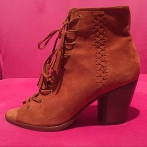 FRYE  peep toe suede booties